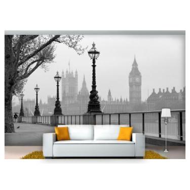 Imagem de Papel De Parede Praça Londres Preto Branco 3D Ncd160 - Você Decora