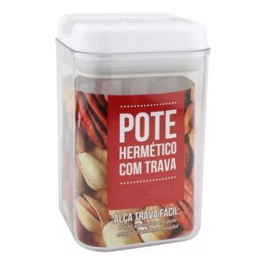 Imagem de Pote Hermético C/ Tampa Trava Fácil Acrílico 900 Ml Quadrado - Clink
