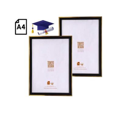 Imagem de Kit 2 Porta Foto Certificado A4 Dilpoma 21x29,7 Moldura Mdf - MultiA, 