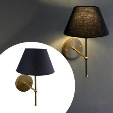 Imagem de Luminária Arandela Fixa Dourado Com Cúpula Preta - Tangerina Mca, Dour