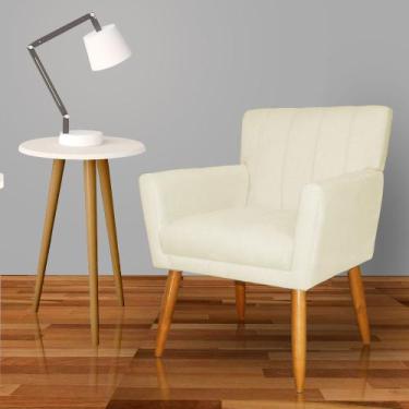 Imagem de Poltrona Decorativa Para Sala Recepção Cecília Suede Marfim - LM DECOR