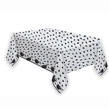 Imagem de Toalha de mesa resistente para serviço pesado com design impresso clássico de plástico para festa de formatura, 274 x 137 cm