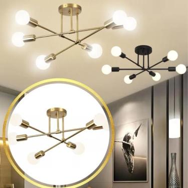 Imagem de Luminária Lustre 51,5cm Sputnik 6 Lâmpadas E27 Teto Plafon Metal Bivol