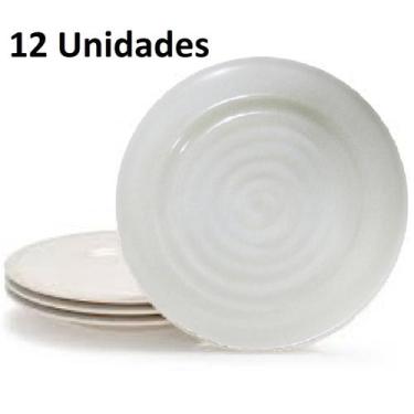 Imagem de Jogo Pratos Raso Refeição Kit 12 unid Melamina 25,5cm Luxo - Fx