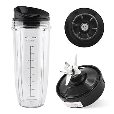 Imagem de Joyparts Peças de reposição lâmina de barbatana fêmea e copo de 946 ml com tampa, compatível com liquidificador Ninja Auto iQ BL482 30 DOB, BL451 30 DOB, BL480D 69 DOB, BL455 30 DOB