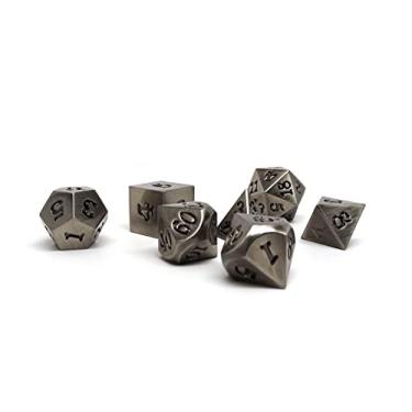Imagem de Conjunto de dados de metal lendário de 7 peças – designs de bronze, ouro, prata e cobre com fonte exclusiva (prata lendária)