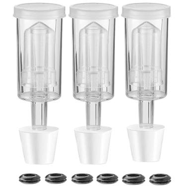 Imagem de Conjunto de 3 peças para fabricação de vinho Kimchi (3 Airlock + 3 rolhas + 6 ilhós) 3 pacotes para fermentação de balde Carboy Bucket Airlock com rolhas #6