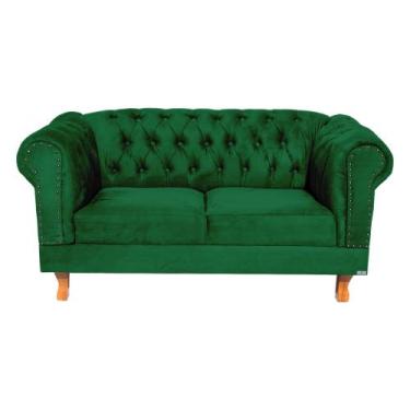 Imagem de Sofá Namoradeira 2 Lugares Chesterfield Duque Capitonê - Suede Preto /