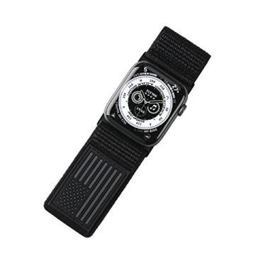 Imagem de Tefeca Pulseira Ultrawide com bandeira dos EUA Fortitude compatível com Apple Watch Ultra 2/Ultra de 49 mm, série 10 de 46 mm, séries 9/8/7 de 45 mm, SE2/SE/6/5/4 de 44 mm (tecido preto, M/G para 49