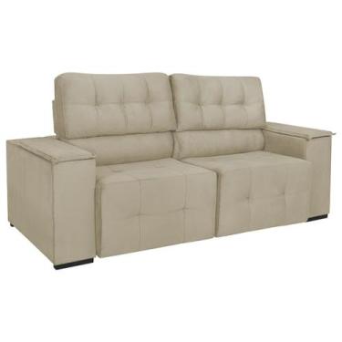 Imagem de Sofá Cama Retrátil Sala Vicenza 175cm Suede - Doce Sonho Móveis, Bege