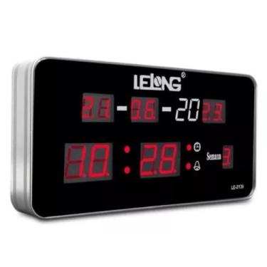Imagem de Relógio Parede Mesa Led Digital Calendário Termômetro  LE-2139  Preto 