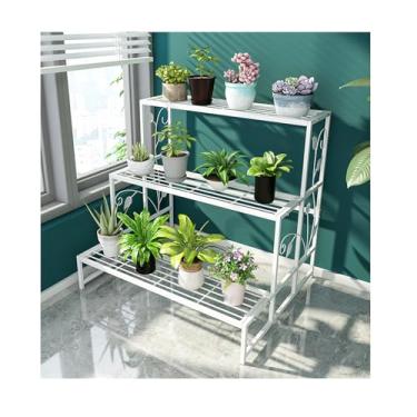 Imagem de Flower Rack，Plant Stand Indoor Outdoor，Storage Rack，Simple Plant Stand，Floor-Standing Glower Rack，Tier Plant Stand ，Step Flower Stand，for Living Room Balcony Garden(White,80*66*74cm/31.5*26*29.1in)