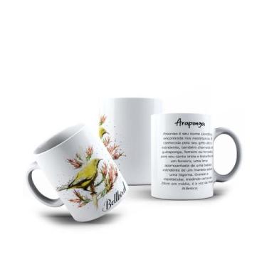 Imagem de Caneca de Porcelana Pássaros Bellbird Araponga Ave 325mL - LaVince