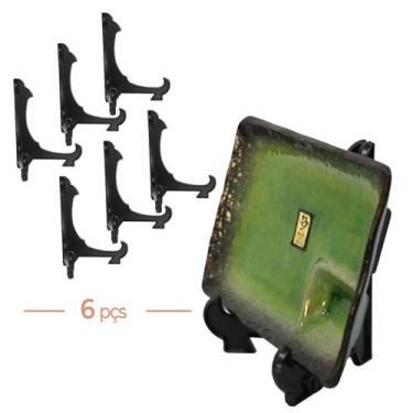 Imagem de Kit Com 6 Peças Suporte Para Pratos e Azulejos Preto 17,5cm - AC