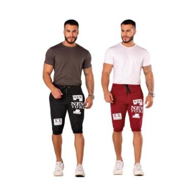 Imagem de Kit 2 Bermudas Masculina Jogger Moletom New York Academia - DIAMANTE V