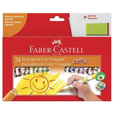Imagem de Ecolápis de cor 24 cores clássicas Jumbo + apontador Faber-Castell - F
