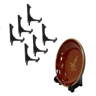 Imagem de Kit 6 Suportes 9cm Preto p/ Pratos e Azulejos Decorativos - AC
