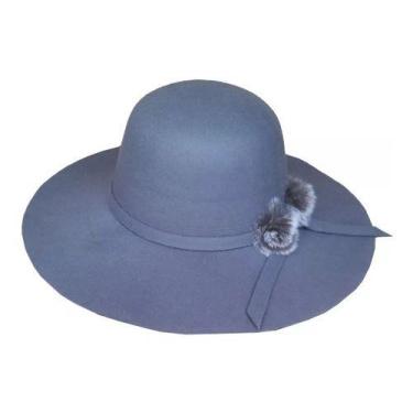 Imagem de Chapéu Feminino Feltro Floppy Inverno Pompom Aba Pequeno 7cm - Mrvenda