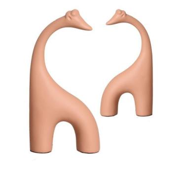 Imagem de Estatueta Dupla de Girafas em Cerâmica Decorativo Home Argila - Sara D