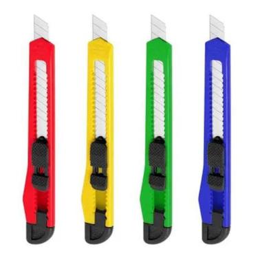 Imagem de Estilete Compacto 9mm Profissional Metálico Multiuso Corte Fino e Prec