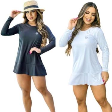 Imagem de Kit 2 Saídas de Praia Vestido feminino proteção solar UV 50+ FPS - For