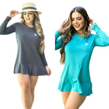 Imagem de Kit 2 Saídas de Praia Vestido feminino proteção solar UV 50+ FPS - For