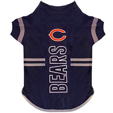 Imagem de Pets First Camiseta NFL Chicago Bears, camiseta de futebol americano para cães e gatos - Camiseta esportiva durável - 3 tamanhos, roupa de PET da NFL, camiseta refletiva na cor do time, camiseta legal