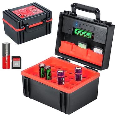 Imagem de LYNCA Caixa Organizadora de Bateria Rígida e Suporte para Cartão SD – Comporta 6 Cartões SD e 35 Pilhas AA – Testador de Bateria Integrado