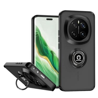 Imagem de QUIETIP Capa compatível com Honor Magic 7 Pro, TPU + PC rígido à prova de choque, anel magnético para carro, capa de suporte, preta