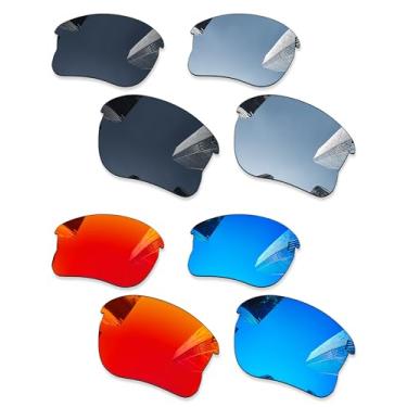 Imagem de Combine8 4 pares de lentes de reposição ploarizadas para óculos de sol Oakley Flak Jacket XLJ OO9009/Flak Jacket XLJ Asian Fit (AF) - preto + titânio prata + azul gelo + vermelho fogo