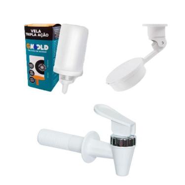 Imagem de Kit Filtro Vela Tripla Ação + Boia + Torneira Branca Cromada - GMOLD