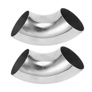 Imagem de Motoforti 2 peças 90 graus mandril curva cotovelo carro modificado tubo de escape tubulação 6.3 cm espessura OD 1,0 mm/19GA 63x165x1,0 mm aço inoxidável 304 tom prata