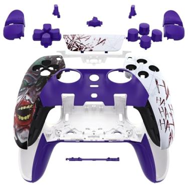 Imagem de eXtremeRate Conjunto completo de capa com botões para touchpad compatível com controle ps5 Edge, Clown Hahaha, acabamento decorativo de substituição, placas dianteiras e traseiras compatíveis com