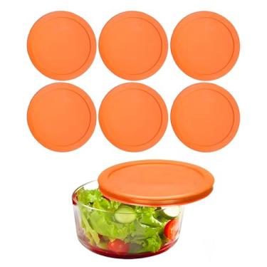 Imagem de Tampas para recipientes de vidro redondos Pyrex e Anchor (4 xícaras, laranja-6 pacotes)