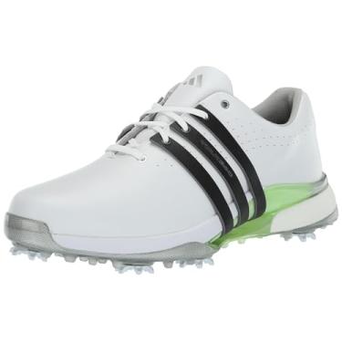 Imagem de adidas Tênis de golfe masculino Tour360 24, Calçado branco/preto/verde Spark, 46