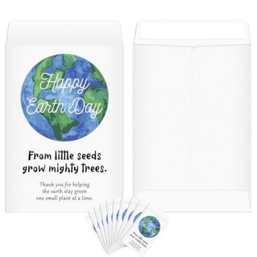 Imagem de Spakon 50 peças de lembrancinhas de festa do dia da terra, envelopes autoadesivos de sementes kraft, peças pequenas, envelopes de sementes de flores silvestres, pacotes de papel branco, organizador de