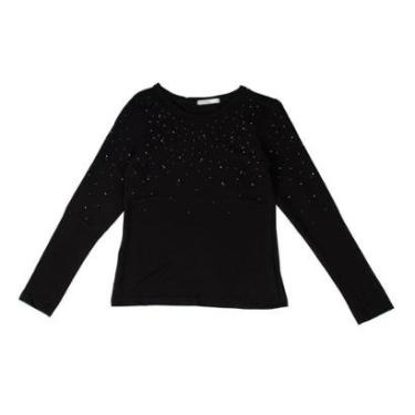 Imagem de Blusa Endless Feminina Rovitex Manga Longa com Pedrarias Preto-Feminino