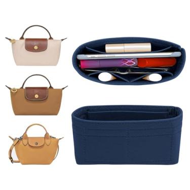 Imagem de LOUKAYCCI Mini organizador de feltro para bolsa Longchamp Mini XS, organizador de bolsa para bolsa (azul escuro)