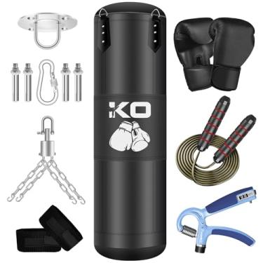 Imagem de Vobab Saco de pancadas resistente de 1,5 m para adultos e adolescentes, bolsa de treinamento 9 em 1 para boxe, kickboxing, karatê, MMA, inclui luvas de 350 ml, ideal para exercícios físicos em casa e