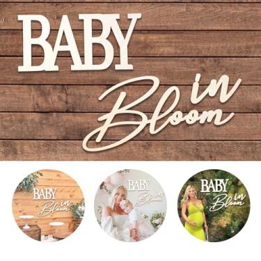 Imagem de Decorações de chá de bebê em flor - Placa de madeira DIY para decoração de chá de bebê para meninas ou meninos, decoração de parede de gravidez revelação de gênero para festa fundo de fotografia