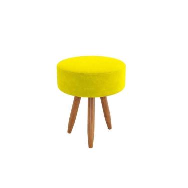 Imagem de Puff Redondo Decorativo Sala Escritório Estética Luxo Amarelo