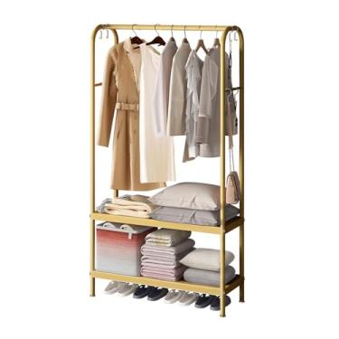 Imagem de Suporte de roupas resistente independente com prateleiras, armazenamento de armário de metal, suporte portátil para pendurar roupas