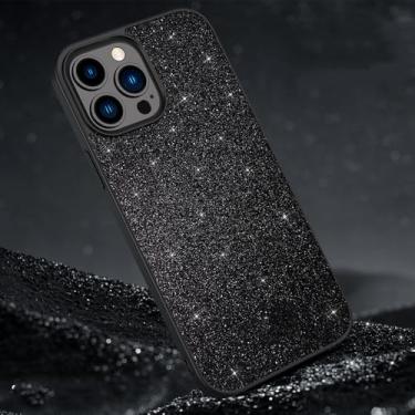 Imagem de Capa moderna brilhante para IPHON 12 13 14 15 Pro Max Plus capa de telefone colorida para iPhone 11 12 13 14 15 Promax Glitter Phone Shell, preto brilhante, para iPhone 15