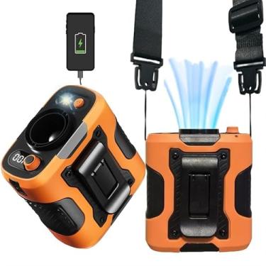 Imagem de Ventilador de cintura portátil recarregável com 100 velocidades e lanterna LED, ventilador de cinto para uso ao ar livre, acampamento, viagens, escritório - resfriamento de até 24h, motor silencioso e