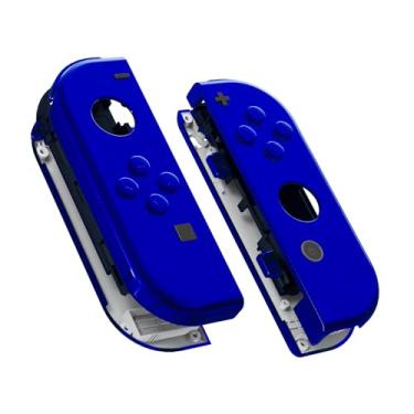 Imagem de eXtremeRate Caixa de controle portátil cromada Joycon com botões completos, capa de reposição DIY para Nintendo Switch Joy-Con – Console Shell não incluído, Chrome Blue, Joycon Shell and Buttons