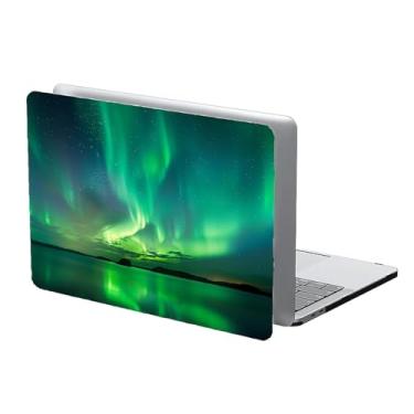 Imagem de ReLuB Capa compatível com MacBook Air de 13,6 polegadas versão 2024 2023 2022 modelo A3113 M3 A2681 M2, capa de plástico rígido Aurora verde da Islândia