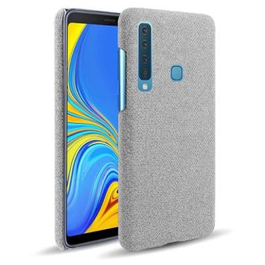Imagem de Capa para Samsung Galaxy A9 2018,Capa desenhada em lona,Case Protetora Ultrafina com Empunhadura Macia,Design em Tecido Antichoque e Antiarranhões-Light gray