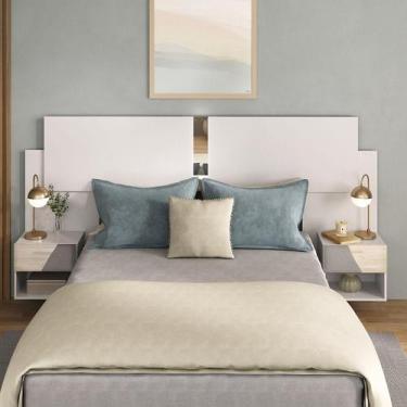 Imagem de Cabeceira Casal/Queen c/Espelho e 2 Mesas Multimóveis MP4326, Branco