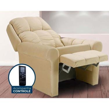 Imagem de Poltrona Reclinável c/Massagem p/ Sala mh 1216 Two Way Courano Creme - Herval