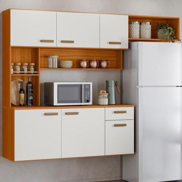 Imagem de Cozinha Suspensa 6 Portas 180 Cm Una Freijó Off White Pln